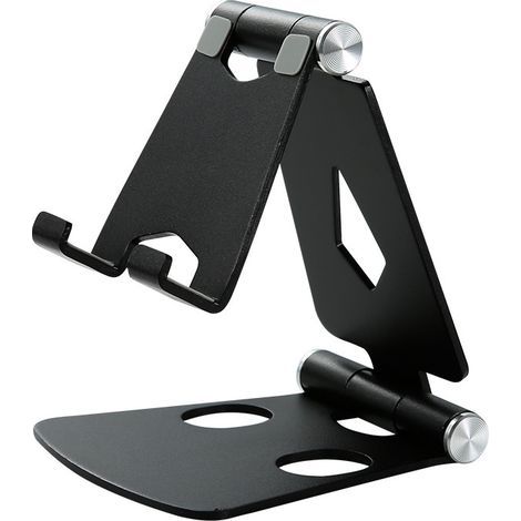 Support de bureau pliable en aluminium pour téléphone et tablette - Noir, angle réglable (1/5)