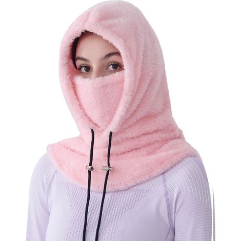 Sturmhaube Fleece Damen Herren 4-in-1 Thermo Balaclava winddicht für Winteraktivitäten Rosa (1/5)
