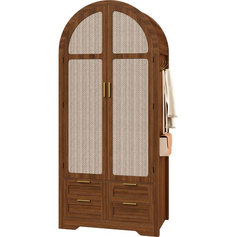Moderner Kleiderschrank mit gebogenen Türen, großer Stauraum, mit Kleiderstange und Schubladen, luxuriöses Design, für Schlafzimmer & Eingangsbereich