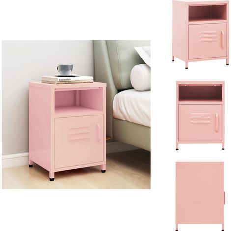 Nachttisch Rosa 35x35x51 cm Stahl - Nachtisch - Rosa Nachttisch - Schreibtischlampe - Wohnzimmer Deko - Wohnraum Einrichtung (1/5)