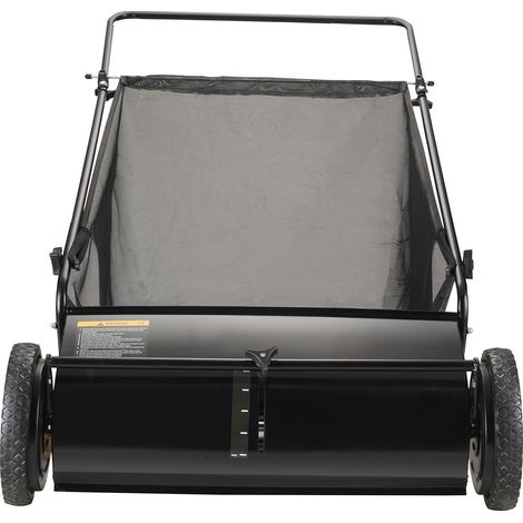 Mophorn – Balayeuse à gazon poussée 66 cm – Capacité trémie 7 pi³ – 4 brosses rotatives – Roues en caoutchouc durables – Acier épaissi