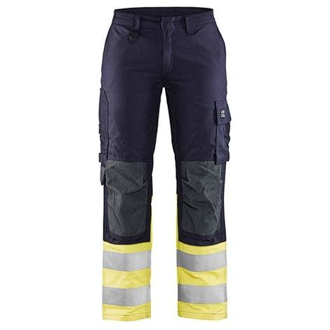 Pantalon de travail multinormes inhérent femme 7188 - Marine/Jaune fluo 2XL - FR(52) - SE(C50) - Courtes (1/2)