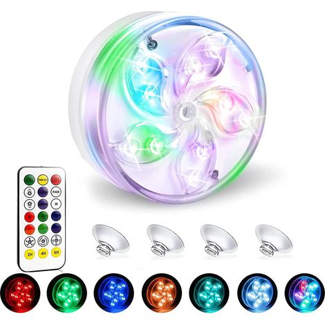 Lumière submersible à LED Lampe de piscine avec télécommande et ventouse d'ambiance RGB pour étang jardin 1 pièce (1/5)