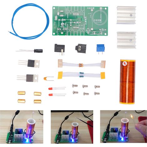 Kit de mini bobine Tesla à monter soi-même, 15 W, haut-parleur plasma, transmission sans fil Tesla, 15-24 V CC (1/5)