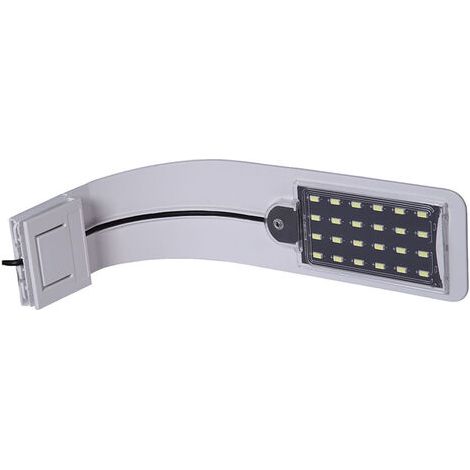 BUNTHAUS Lampe LED Ultra-mince pour Petit Aquarium, Mini Lampe Pince Aquarium avec 24 LEDs Lumiere Blanche et Bleue pour Aquarium de 30-40 cm, 10W (Blanche) (1/4)