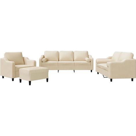 Maison Exclusive - Set Divani 4 pz con Cuscini Crema in Tessuto