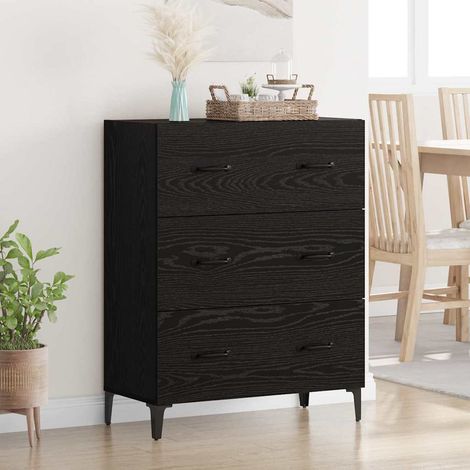 Buffet-Meuble de rangement Chêne noir 69,5 x 34 x 90 cm Bois d'ingénierie et fer 652358 (1/5)