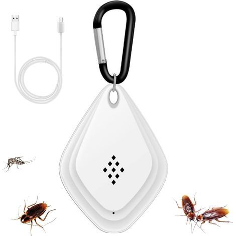 Répulsif Moustique Ultrason Tueur Électronique Anti-Moustique Chargement USB, Pratique et Portable pour Anti-Insecte Anti-Moustique(blanc)2pcs (1/5)