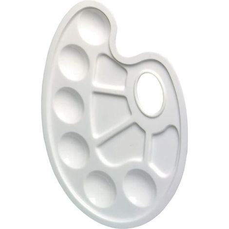 Weiße, ovale Kunststoff-Farbpalette, Ölfarbenpalette, Farbpalette, Weiß (1/4)