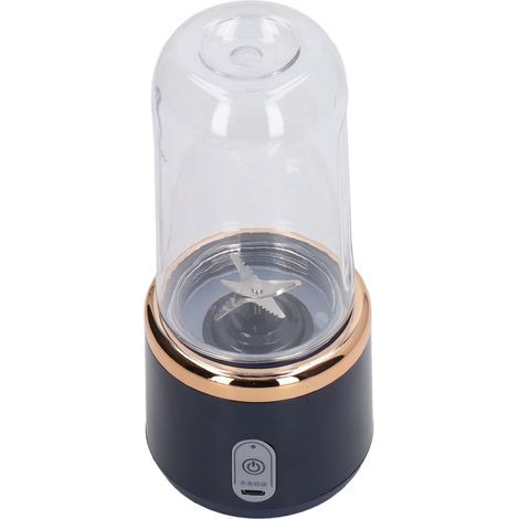 Mixer à jus portable rechargeable bleu, broyeur électrique 6 lames/couvercle unique, gobelet multifonction pour fruits, usage domestique et étudiant, batterie intégrée (1/5)