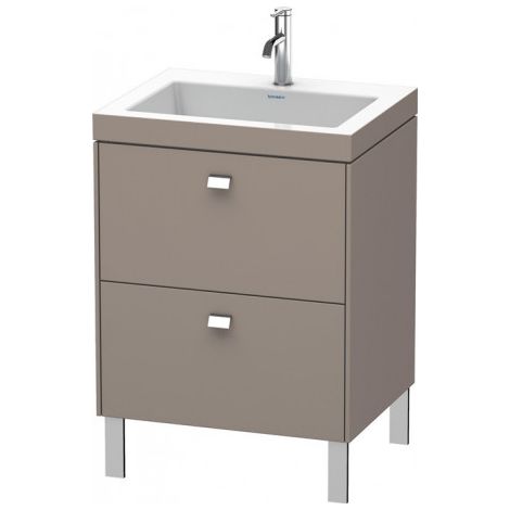 Duravit Brioso meuble lavabo c-collée avec socle sur pied 60,0x48,0 cm, 2 tiroirs, sans trop-plein, avec trou de robinet, 1 trou de robinet, Couleur (avant/corps): Décor basalte mat, poignée chromée - BR4700O1043