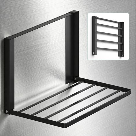 Mai & Mai Porte-serviettes sans Perçage Autocollant Support Mural Pliable en Acier au Carbone Étagère Magnétique pour Machine à Laver pour Salle de Bain Étagère Douche Noir Mat 41×25×25,5 CM Folda-01 (1/5)