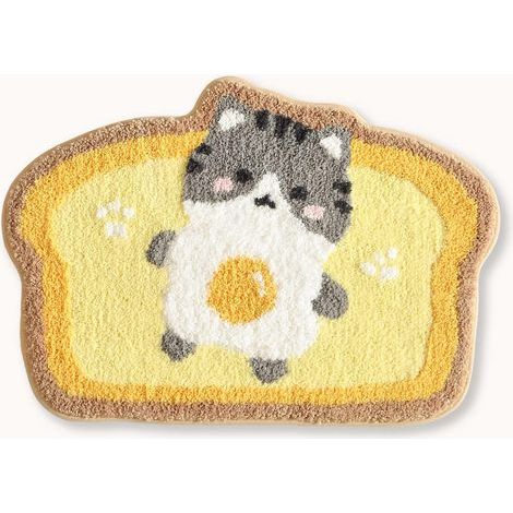 Non-slip bathroom mat made of soft, water-absorbing microfiber, machine washable, cat pattern, 49.8 x 79.8 cm/ (1/5)