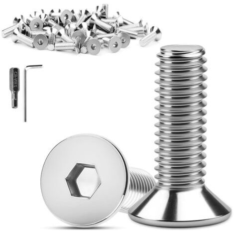 20 Pièces Tête Fraisée M8 x 25 mm Vis Inox DIN 7991 / ISO 10642 Vis Fraisée à 6 Pans Creux Clé Allen Acier Inoxydable 304