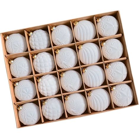 Boules De Noël - 20 Pièces - Diamètre 6 cm - En Plastique Flocké Velours - Pour Arbre Porte Mur Porche (1/5)