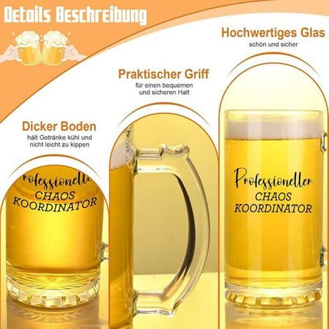 Verre À Bière - 500 Ml - Verre Trempé Sans Bpa - Idéal Pour Cadeau Professionnel - 1 Pièce (1/5)