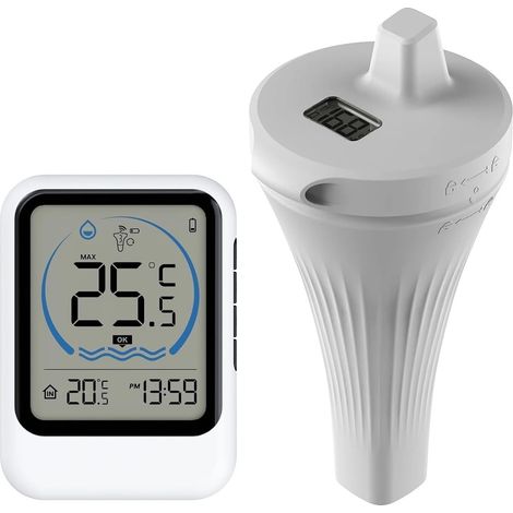 Thermomètre à Eau Thermomètre Numérique Sans Fil For Piscine, Horloge Flottante For Extérieur, Étang De Natation, Salle De Bain, Aquarium, Moniteur De Température De L'eau, Enregistrement (1/5)