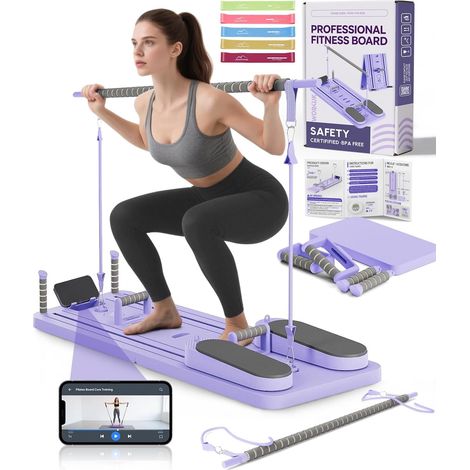Planche Pilates avec 5 Bandes de Résistance – Entraîneur Core Multifonctionnel pour Femme, Usage Domestique (1/5)