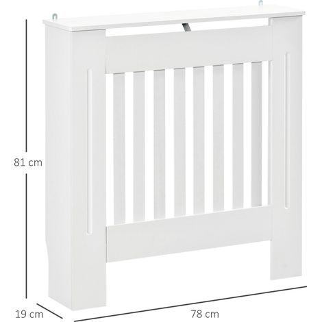 Cache-radiateur couverture radiateur grille d'aération verticale à lattes 78L x 19l x 81H cm en bois Blanc (1/5)