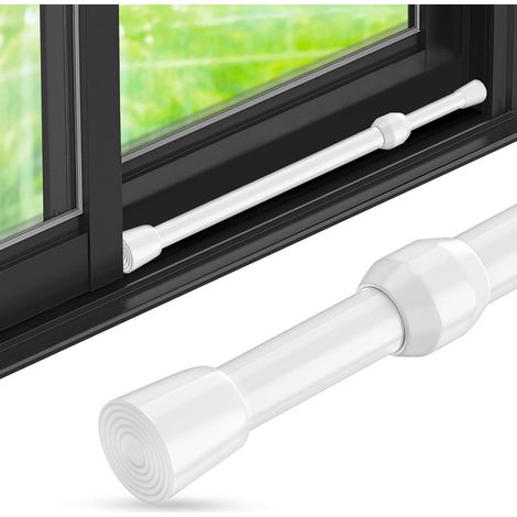 Tringle extensible blanche laquée, 39,2–72 cm, diamètre 1,3 cm, lot de 2, pour rideaux et rangement (1/4)