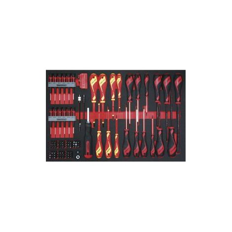 Jeu de tournevis et embouts Foam4x4 tray TX- TPX- PLAT- PH- PZ 98 pièces Teng Tools TTEMD98N