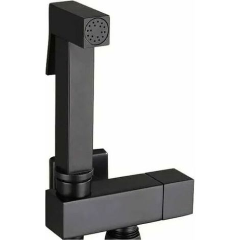 Kit Douchette WC, Noir Pulvérisateur de Bidet à Main en Laiton Bidet Pulvérisateur Mural Douchette WC Kit Complet pour Nettoyage Salle de Bain, Hygiène Personnelle, G1/2 (1/4)