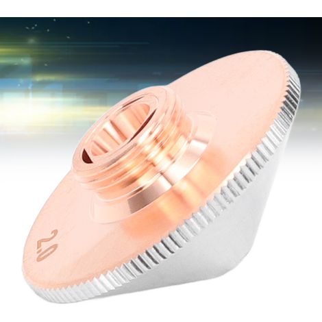 Buse de découpe à fibre optique double couche, buse de découpe soudée chromée en cuivre, buse laser, buse de découpe pour machine laser, diamètre d'orifice 2,0 mm. (1/5)