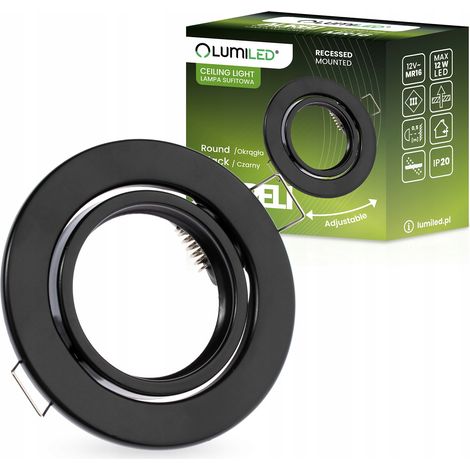 Luminaria halógena redonda móvil empotrada AURELI, lámina negra, MR16 GU10 (1/5)