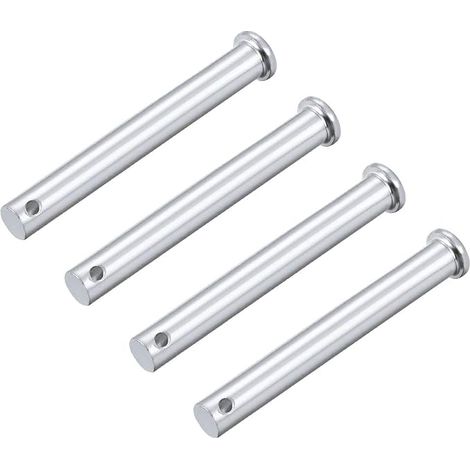 Trou Unique Chape Broches 10mm x 80mm Tête Plate Tête Zingage Solide Acier Axe Charnière 4Pcs (1/3)