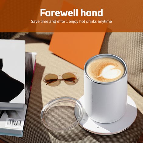 Tazza da caffè automatica 2 in 1 con miscelatore, temperatura costante magnetica di 55℃/131℉, 10W, base in acciaio inossidabile termoisolante con pulsante a sfioramento, capacità 300 ml/10,5 oz e cope (1/5)