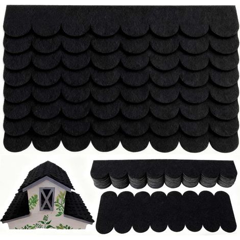 Lot de 32 bardeaux de toit autocollants noirs, 30x5cm et 30x11cm, pour nichoir à oiseaux, niche pour chien, projets en bois (1/5)
