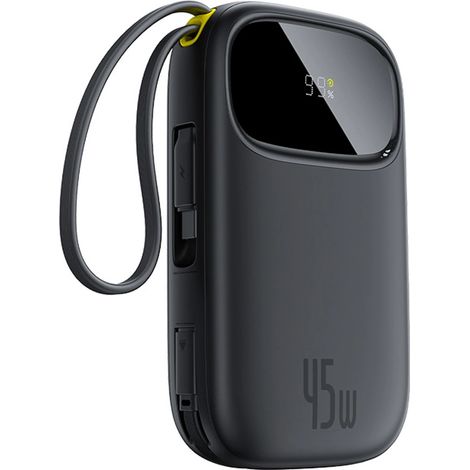 Batería externa Baseus EnerFill FC31 de 10000 mAh y 45 W con cables USB-C y Lightning - Negra