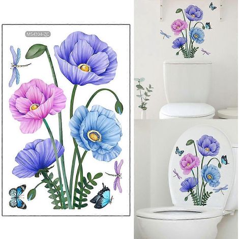 Autocollant décoratif pour réfrigérateur, plante ou fleur, en PVC, pour toilettes. (1/4)