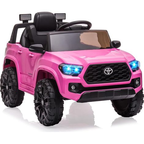Voiture électrique pour enfants à partir de 3 ans, Toyota,12 V, avec télécommande parentale, suspension à ressort, ceinture de sécurité, démarrage en douceur, lumière LED, rose (1/4)