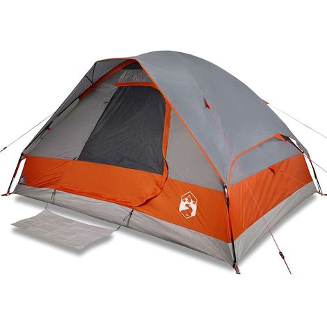 vidaXL Tienda familiar con cúpula impermeable 6 personas gris naranja (1/2)