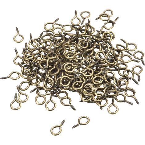 200pcs Petit Vis Œil Broches Crochues Mini Œillets Vis Fileté, 6.5x13x1.2 mm Self Tapotement Vis pour Bijoux Fabrication Résultats DIY Artisanat, Bronze Ton (1/5)