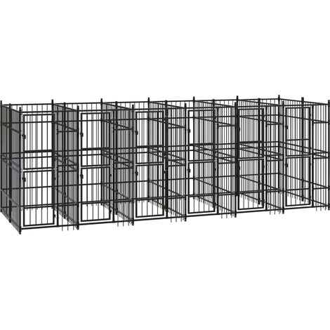 Gabbia per cuccia recinto per animali da esterno per cani in acciaio 11,06 m² nero 020041778