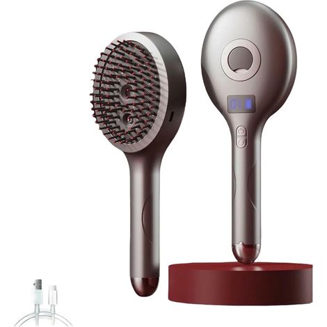 Cepillo de masaje para el cuero cabelludo - Cepillo eléctrico de masaje para el cuero cabelludo - 4 modos de masaje - Vaporizador de aceites esenciales - Cuidado del cabello y el cuero cabelludo - Pan (1/5)