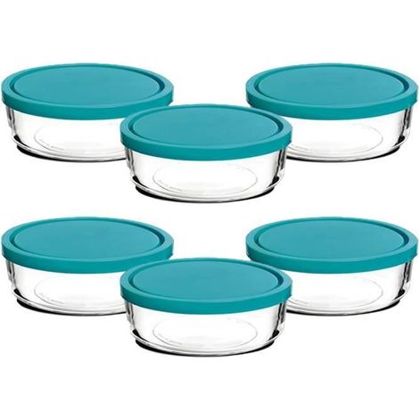 Boîte de conservation ronde - JUANIO - Frigoverre - Lot de 6 - Verre alimentaire - Couvercle hermétique - Ø12 cm (1/4)