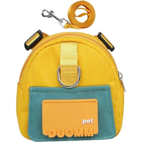 Harnais-sac à dos pour chien, sac de transport pour chiot avec harnais réglable et laisse pour les promenades quotidiennes-Yellow S (1/5)