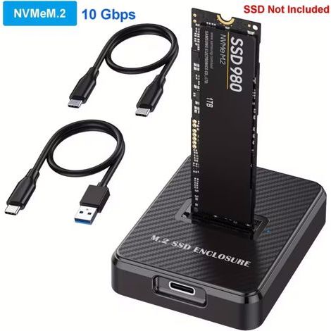Boîtier externe pour SSD NVMe M.2 avec interface USB-C 3.1, supportant des vitesses de transfert jusqu'à 10 Gbps (1/5)