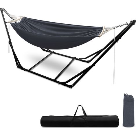 SWANEW Amaca con telaio amache per esterni amaca con asta sedia sospesa fino a 150 kg grigio scuro (1/5)