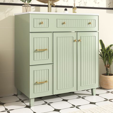 Mobile bagno con lavabo 81,7 x 46,8 x 90 cm verde OKMYHOME (1/5)
