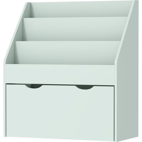 Bibliothèque enfant multi-rangement 3 étagères tiroir, 62,5x30x70 cm, vert (1/5)