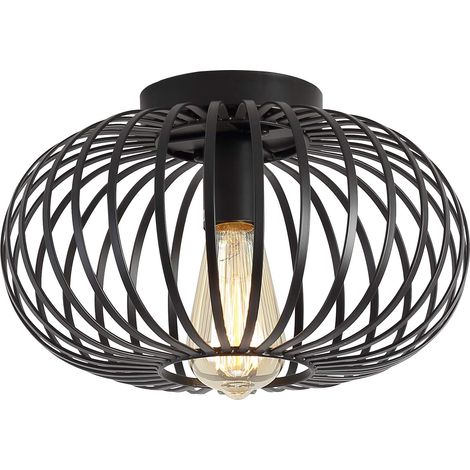 Lampe encastrée industrielle moderne, plafonnier en fer, noir, lumière chaude, 220 V, culot E27 (1/5)