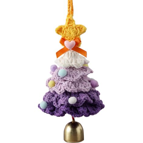 Gehäkelte Weihnachtsbäume mit Farbverlauf, perfekt als Geschenk für Freunde, Familie und Angehörige handgefertigte Blumenarrangements, geeignet für die Dekoration von Zuhause/Büro und als Autoschmuck.