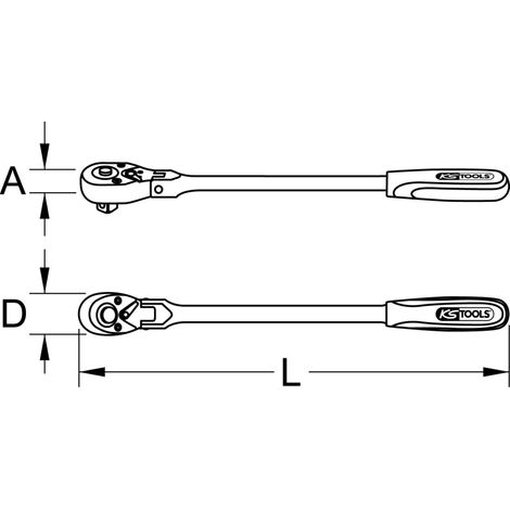 KS Tools 914.1296 Leva a Cricco con Snodo, 45 Denti, 1/2"