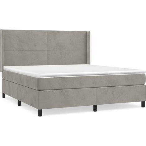 Maison Exclusive - Giroletto a Molle con Materasso Grigio Chiaro 160x200cm Velluto (1/5)