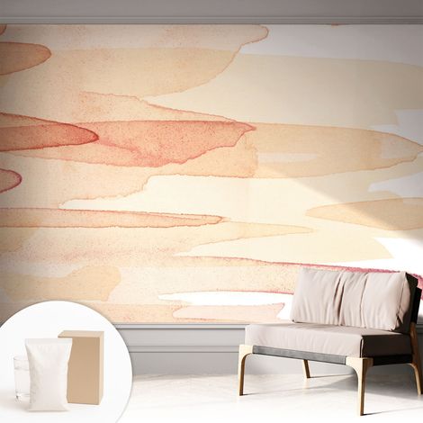 Fototapete Tapete Vliestapete mit Kleber Büro Wandgestaltung - Wanddekoration Wohnzimmer Pastellfarbene Pinselstriche 312x219 cm (1/5)