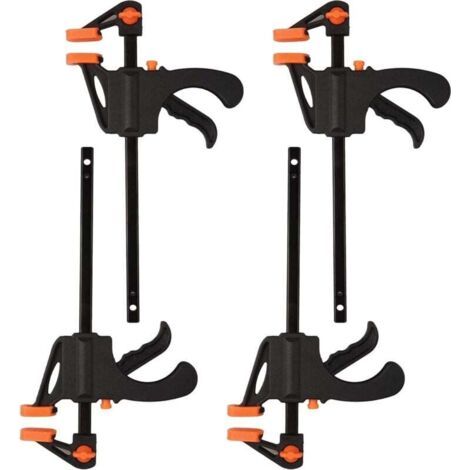 QORVA-Lot de 4 pinces à prise rapide Pinces à prise rapide Pince F Pince à bois Pinces à tige à cliquet à prise rapide réglable Pince à tige à une main Idéal pour le bois Serrage rapide et facile-Fei 